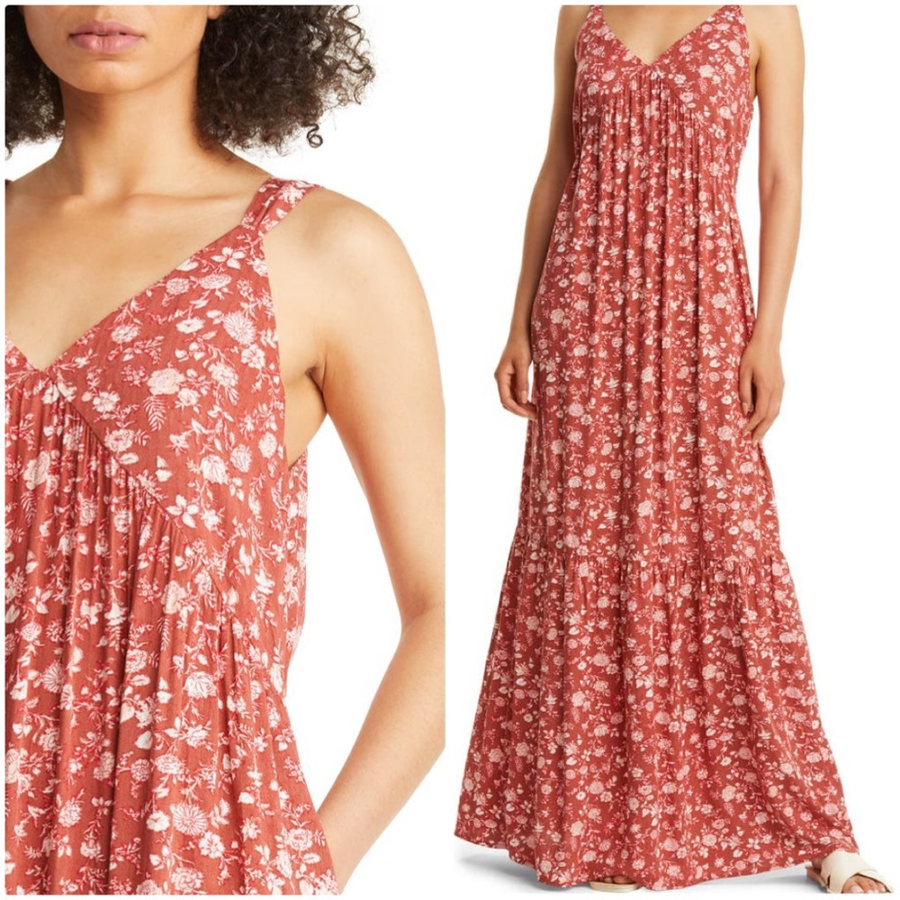 Sleeveless v neck maxi dress printed size M